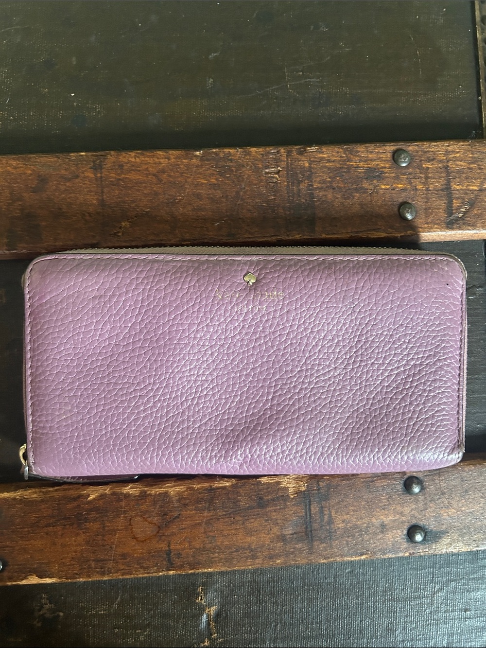 kate spade Lavender Pebbled Leather Zip Wallet